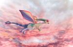 animal_focus butter_(oshi8kyoumoh) claws clouds cloudy_sky commentary_request dragon fang flygon flying from_side full_body highres no_humans open_mouth orange_background orange_sky outdoors partial_commentary pokemon pokemon_(creature) profile red_eyes skin_fang sky solo 