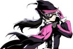 1girl black_hair black_mask buttons domino_mask gloves hat_feather highres long_sleeves mask neckerchief noge_tomoko official_art persona persona_5 persona_5:_the_phantom_x pink_gloves pink_shirt puffy_long_sleeves puffy_sleeves shirt twintails