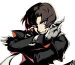  1boy black_jacket brown_eyes brown_hair freckles gloves jacket kurotani_kiyoshi official_art persona persona_5 persona_5:_the_phantom_x short_hair white_gloves 