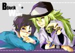  bangle baseball_cap black_hair blazer cheren_(pokemon) glasses green_eyes green_hair hat male multiple_boys n_(pokemon) pokemon pokemon_(game) pokemon_black_and_white pokemon_bw ponytail void_cube 