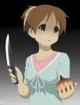  brown_eyes brown_hair empty_eyes hirasawa_ui k-on! knife onion ponytail pun shaded_face short_hair tears yandere 