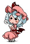  blue_hair blush_stickers chair chibi cup hat pointy_ears remilia_scarlet ribbon sitting sonson_(eleven) touhou wings 