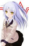  angel_beats! azure_(capriccio) blazer blue_hair long_hair school_uniform tachibana_kanade yellow_eyes 