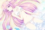  beach beachball bikini herua long_hair lying original pink_hair purple_eyes shell solo swimsuit violet_eyes waves 