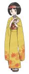  erika_(pokemon) geta headband japanese_clothes kimono official_art poke_ball pokemon sandals short_hair solo 