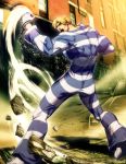  bandage chains cody facial_hair fighting_stance genzoman handcuffs male muscle prison_clothes street_fighter street_fighter_zero stubble 