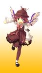  bad_id earrings hat highres jewelry mary_janes mystia_lorelei pink_hair shiba_itsuki shoes short_hair solo thigh-highs thighhighs touhou wings 