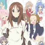  1girl ahoge aisaka_taiga bad_id core_(mayomayo) crossover glasses hatsune_miku hirasawa_yui izumi_konata k-on! lucky_star nagato_yuki perrine_h_clostermann school_uniform strike_witches suzumiya_haruhi_no_yuuutsu tainaka_ritsu takara_miyuki toradora! vocaloid yamanaka_sawako 