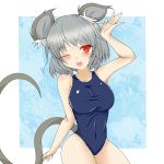 animal_ears grey_hair highres himeno_mikan long_tail mouse_ears mouse_tail nazrin red_eyes swimsuit tail touhou