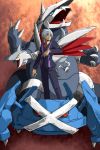  1boy blue_eyes faust134 formal grey_hair jewelry male metagross pokemon pokemon_(creature) pokemon_(game) pokemon_rse red_eyes ring skarmory suit tsuwabuki_daigo yellow_eyes 