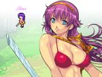  bikini_top blue_eyes breasts cleavage large_breasts long_hair princess_athena purple_hair sword weapon yoko_juusuke 