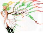  leaf m-hit original personification plant_girl short_hair solo veins wand wings 
