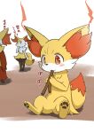  blush braixen delphox evolutionary_line fennekin highres holding holding_stick kiori_nezumi pokemon pokemon_(creature) red_eyes solo_focus stick translation_request 