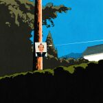  arrow_(projectile) blue_sky building bush day highres house iida_kento no_humans original outdoors samurai scenery sky tree utility_pole 