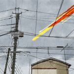  building clouds cloudy_sky highres house iida_kento meteor no_humans original outdoors power_lines scenery sky urban utility_pole 