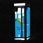  grass highres iida_kento marker night no_humans original outdoors phone phone_booth 