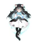  1girl animal_ear_fluff animal_ears artist_request black_bow black_hair black_pantyhose black_tail blue_bow blue_bowtie bow bowtie cat cat_ears cat_girl cat_tail commentary_request full_body hair_between_eyes high-waist_skirt little_witch_nobeta long_hair long_sleeves non-web_source official_art pantyhose phyllis_(human)_(little_witch_nobeta) phyllis_(little_witch_nobeta) shirt shoes simple_background skirt slit_pupils solo standing tail thick_eyebrows transparent_background very_long_hair white_footwear white_shirt yellow_eyes 