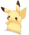  animal_ears colored_skin dot_nose highres misonikomiii no_humans pikachu pokemon pokemon_(creature) solo tail v white_background yellow_skin 