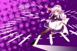  danmaku genjuu_rou izayoi_sakuya maid maid_headdress pantyhose red_eyes short_hair silver_hair touhou twin_braids 