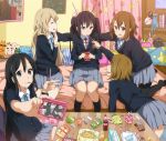  akiyama_mio amaneko azumanga_daiou bad_id bed blazer bottle chiyo_chichi curtains doseisan hirasawa_yui juice_box k-on! kotobuki_tsumugi mother_(game) mouth_hold multiple_girls nakano_azusa official_style pantyhose pillow pocky polka_dot ryouma_(galley) school_uniform skirt snack snacks tainaka_ritsu twintails 