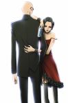  1girl beer black_hair couple dress formal nana osaki_nana short_hair suit takagi_yasushi tattoo thigh-highs thighhighs 