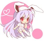  bad_id blush bunny_ears bunny_tail chibi etou_(cherry7) finger_to_mouth hat heart heart_of_string lavender_hair long_hair nurse nurse_cap rabbit_ears red_eyes reisen_udongein_inaba solo tail touhou very_long_hair 