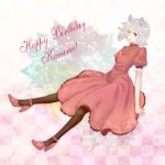  dress high_heels pantyhose piko_(witch_crown) shoes short_hair solo white_hair 
