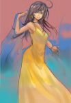  blue_eyes brown_hair dress earrings jewelry long_hair original sketch solo unco_(f231057s) unco_(pixiv457393) 