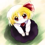  chibi dress from_above hair_ribbon highres looking_up necktie red_eyes ribbon rumia touhou yume_shokunin 