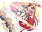  android dress earmuffs flower hand_on_earmuffs hand_on_headphones headphones kiyoi long_hair miki_(vocaloid) petals red_eyes red_hair redhead robot_joints rose sf-a2_miki smile solo vocaloid wrist_cuffs 