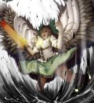  brown_hair eyes hair_bow long_hair miyakouji red_eyes reiuji_utsuho solo tears touhou wings 