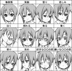  androgynous ari-ko bad_id blush expressions kino kino_no_tabi lowres monochrome reverse_trap short_hair smile tears translation_request 