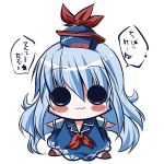  blue_hair blush_stickers chibi hat kamishirasawa_keine long_hair ribbon shin_no touhou translated 