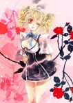  bow breasts cleavage drill_hair flower large_breasts lee_sun_young maid_headdress mole red_eyes solo twintails wink 