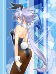  ass blue_eyes blue_hair brown_pantyhose bunny_ears bunnysuit gun halftone halftone_background handgun highres lavolpe_(yagisaka_seto) long_hair original pantyhose payot ponytail rabbit_ears very_long_hair weapon wrist_cuffs yagisaka_seto zoom_layer 