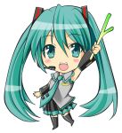  chibi detached_sleeves green_eyes green_hair hatsune_miku headset i-la long_hair microphone spring_onion vocaloid 