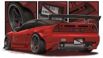  car highres honda honda_nsx license_plate motor_vehicle no_humans nuggetkouhai original rear-view_mirror red_car spoiler_(automobile) sports_car vehicle_focus 