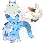  absurdres animal_ears animal_focus blue_eyes blue_fur chillet commentary cremis english_commentary fluffy highres madzygardecore no_humans pal_(creature) palworld sugimori_ken_(style) swee tail white_fur yellow_eyes 