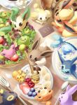  :3 :d :o ^_^ absurdres almond antennae black_eyes blueberry bowl bright_pupils business_card cherry_tomato closed_eyes closed_mouth combee commentary crescent eevee english_commentary espeon fidough flareon food forehead_jewel fork fruit happy highres holding honey honey_dipper hoppip in_food leafeon lettuce licking_lips milcery mouth_hold no_humans o_o open_mouth partially_submerged plaid plate pokemon pokemon_(creature) raspberry red_eyes salad sasabunecafe smile smoliv snivy spoon strawberry strawberry_slice sugar_cube teddiursa tomato tongue tongue_out umbreon v-shaped_eyebrows vaporeon violet_eyes wavy_mouth white_eyes white_pupils wooper yellow_eyes yogurt 