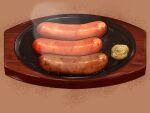  brown_background food food_focus highres kaneko_ryou no_humans original sausage steam still_life 
