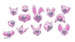 animal_ears bow commentary_request horns no_humans pecharunt pokemon pokemon_(creature) rabbit_ears simple_background tsuruba_(tsu41014812) twitter_username white_background white_eyes 
