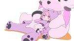  1girl alternate_costume animal_costume bear_costume blush colored_shadow commentary_request full_body jitome large_teddy_bear lying on_back open_mouth pink_hair shadow simple_background solo stuffed_animal stuffed_toy teddy_bear violet_eyes vocaloid voiceroid white_background yamadori_seika yuzuki_yukari 