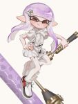  1girl :q artist_name commentary_request dress dynamo_roller_(splatoon) eyelashes full_body hair_ornament hairclip highres holding holding_weapon inkling_girl inkling_player_character lemo_(lemo_4) long_hair paint pointy_ears purple_hair red_eyes simple_background solo splatoon_(series) splatoon_3 tentacle_hair thick_eyebrows thigh-highs tongue tongue_out twitter_username weapon white_background white_dress white_thighhighs 