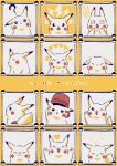  :&lt; :d :o ? ^_^ bucket closed_eyes closed_mouth expressions frown heart highres lightning_bolt_symbol oharu-chan one_eye_closed open_mouth pikachu pokemon pokemon_rgby sleep_bubble smile surprised trembling v 