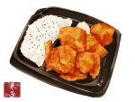  bento chicken_(food) clip_studio_paint_(medium) food food_focus fried_chicken highres kaneko_ryou no_humans original simple_background still_life white_background 