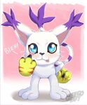  ! akanbe artist_name blue_eyes cat cheeso_art claws digimon digimon_(creature) eyelid_pull fangs highres looking_up shadow solo standing tail tailmon tongue tongue_out white_fur 