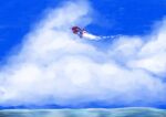  blue_sky clouds commentary_request day fire flying hocotate_freight_steam_ship landscape no_humans ocean outdoors pikmin_(series) sky smoke spacecraft usuba_(hatomugip) 