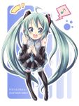  aqua_eyes aqua_hair blush dekosuke detached_sleeves hatsune_miku long_hair musical_note necktie open_mouth thigh-highs thighhighs twintails vocaloid 