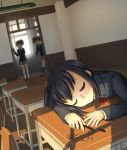  chair classroom desk hirasawa_ui k-on! marker nakano_azusa school_uniform sleeping suzuki_jun translated yasutake 