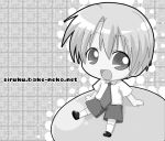  1boy bad_id chibi hasemi_shiruku male monochrome necktie pac-man_eyes personification short_hair spongebob_squarepants spongebob_squarepants_(character) watermark web_address 